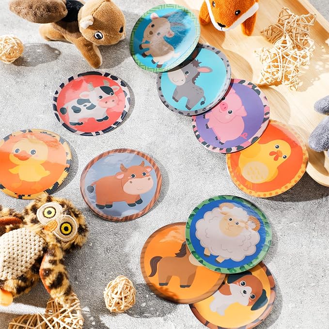 Funrous 20 Pcs Farm Animal Potty Training Stickers Dinosaur Truck Toddler Pee Training Toilet Color Changing Sticker Targets for Boys Girls Kids Toilet Reusable Pee Aim Target(Farm Animal)