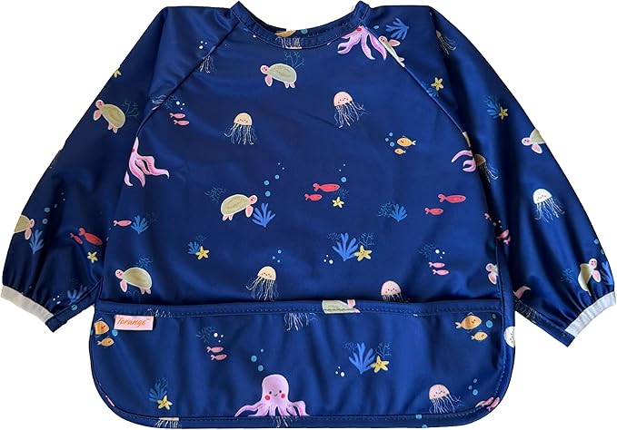 Waterproof Long Sleeve Bib – Machine Washable Baby Bibs for Eating – Baby Smock Bib for Toddler – BLW Supplies for Baby