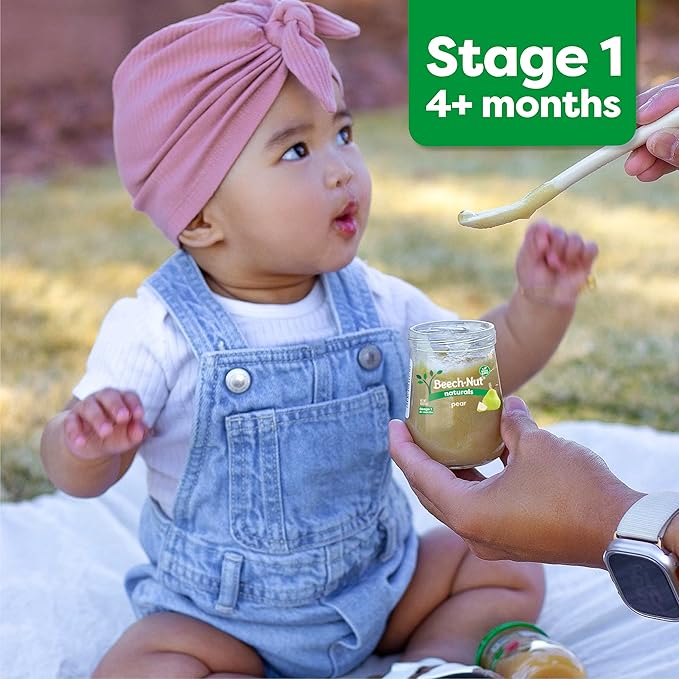 Beech-Nut Organic Baby Food Jars, Organic Banana Puree, Stage 2 Baby Food for Babies 6 Months and Up, Non-GMO, 4oz Glass Jars, 10ct