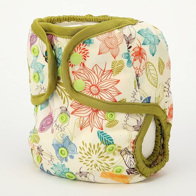 One Size Cloth Diaper Cover Snap with Double Gusset (Bloom)