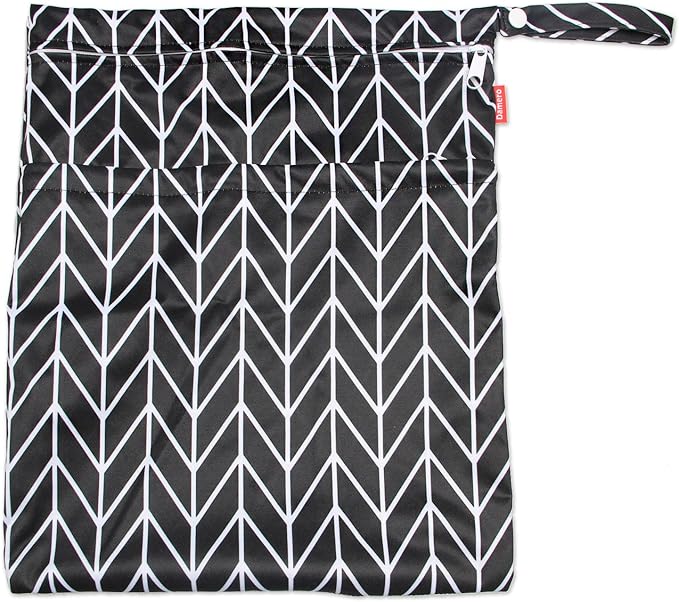 Damero 3pcs Travel Wet and Dry Bag with Handle for Cloth Diaper, Pumping Parts, Clothes, Swimsuit and More, Easy to Grab and Go, Black Arrows