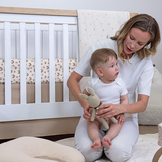 Muslin Cotton Crib Sheets for Boys and Girls, 2 Pack 52"x28" Fitted Baby Crib Sheet for Girl Boy, Soft Baby and Toddler Bed Sheets, Mattress Cover Muslin Cribs Sheet Set Nursery Gift Neutral Rainbow