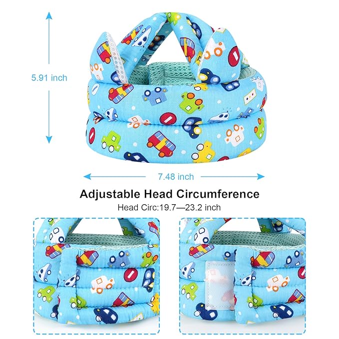 Accmor Baby Head Protector for Crawling and Walking, Cute Baby Helmet Adjustable No Bumps Infant Safety Cap, Breathable Protective Headguard Soft Cushion Anti-Collision Toddler Helmet for 6m-24m Kid