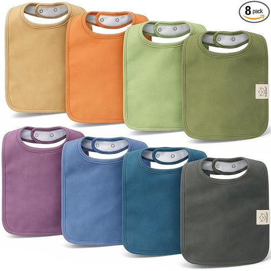 KeaBabies 8-Pack Organic Baby Bibs for Boys, Girls - Super Absorbent Cotton Drool Bibs for Baby Girl & Boy, Teething Toddler, Drooling Newborn, Ultra Soft & Machine Washable (Cruise)