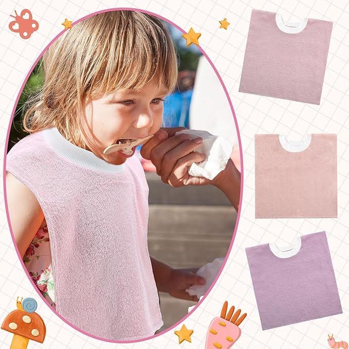 Foaincore 6 Pcs Pullover Baby Bibs Cotton Terry Toddler Absorbent Infant for Feeding and Drooling Towel Bib (Soft Colors)