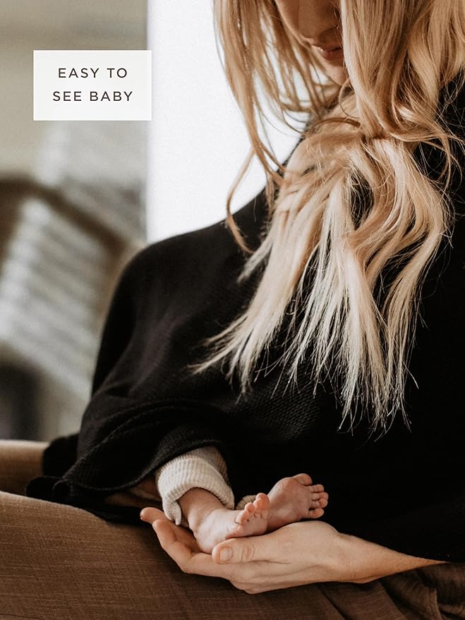 We are Amma | The Cocoon™ - Newborn Essentials Must Haves: Nursing Cover for Breast Feeding Essentials | Nursing Sweater Used as Breastfeeding Cover (Black, Plus Size)