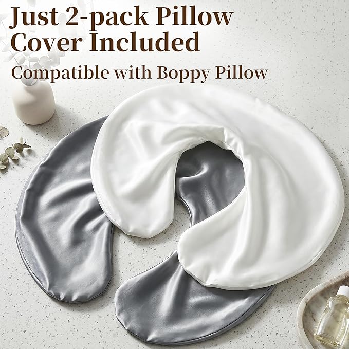 Pro Goleem Satin Nursing Pillow Cover 2 Pack Soft Silk Feeling Feeding Pillow Slipcover for Breastfeeding Moms Fits Standard Infant Nursing Pillow or Positioner Gray and White