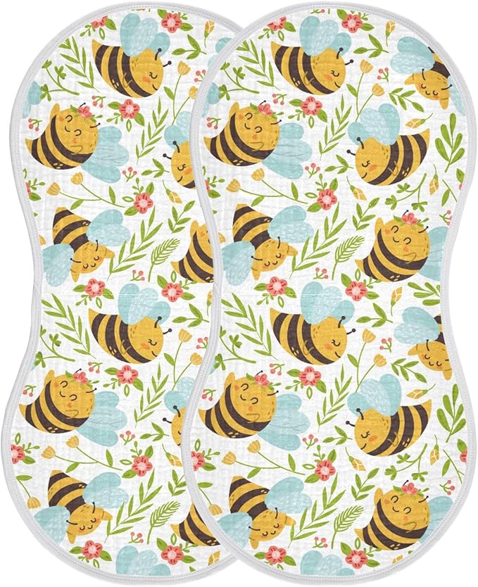 vvfelixl Burp Cloths Honey Bee Cute Bumble Bee for Baby Boy Girls Baby Washcloths Burp Rags 1 Pack