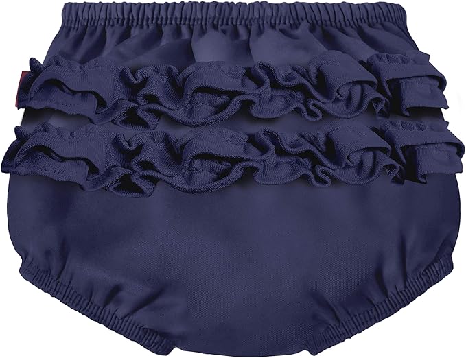 Made in USA Baby Girls Ruffle Swim Diaper Cover Reusable LeakProof for Swimming Pool Lessons Beach, Navy, 12/18m
