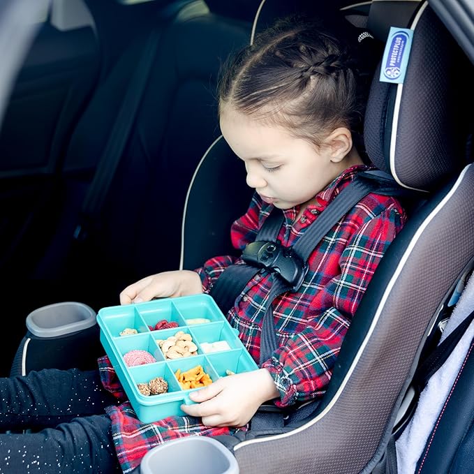 Travel Snack Box for Kids - Customizable Snackbox Container Organization System with Removable Dividers and Fun Silicone Character Decorations - Air-Tight Dishwasher-Friendly Toddler Food Containers