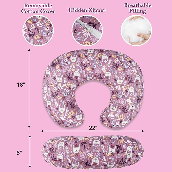 Nursing Pillow & Breastfeeding Pillow – Ergonomic C-Shape for Breastfeeding & Bottle Feeding, Standard Size Breathable with Washable Cover, Hypoallergenic,Tummy Time & Sitting Support (0-12Months)