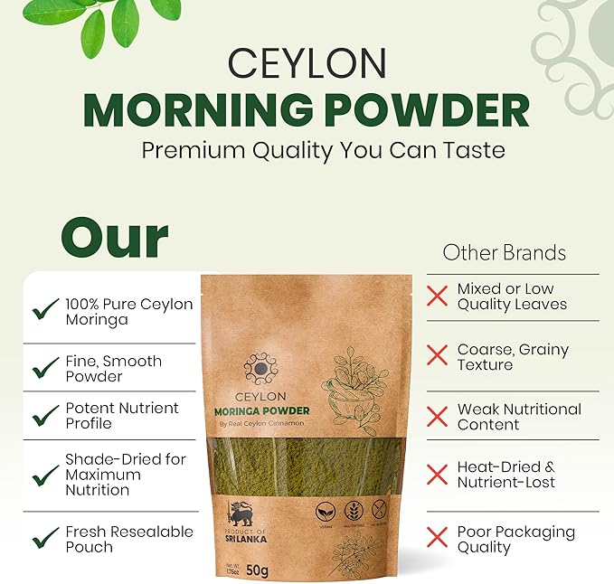 Moringa Powder (3.52oz/100g) – Pure Moringa Oleifera Leaf Powder from Sri Lanka – Kosher, Vegan