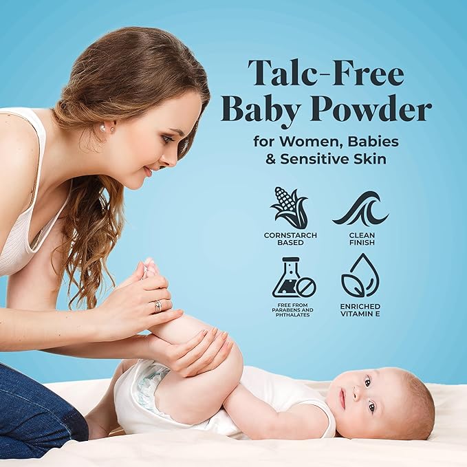 White Rain Pure Cornstarch Baby Powder Talc Free and Baby Wipes Unscented Bundle, 4 Packs of 64 Wet Wipes and 20 oz Powder, Hypoallergenic with Vitamin E, Gentle Care Essentials for Sensitive Skin