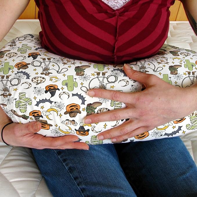 Western Halloween Cowboy Nursing Pillow Covers for Boy Girl Spooky Skeleton Pumpkin Cactus Witch Bats Nursery Pillowcase for Breastfeeding Pillows Wild West Country Soft Stretchy Slipcovers for Infant