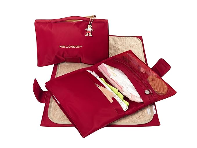 MELOBABY Melorouge Wallet and Mat Changing Pads, Red/Caramel