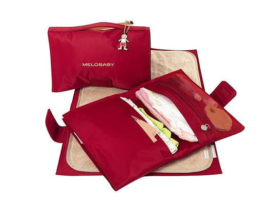 MELOBABY Melorouge Wallet and Mat Changing Pads, Red/Caramel