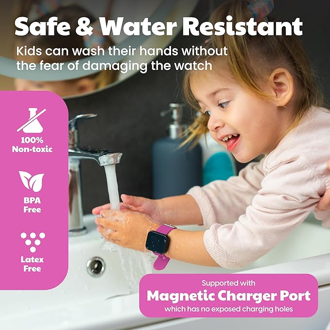 Potty Training Watch for Kids V2 – A Water Resistant Toilet Reminder Device for Boys & Girls to Train Your Toddler with Fun/Musical & Vibration Interval Reminder with Potty Training eBook (Magenta)