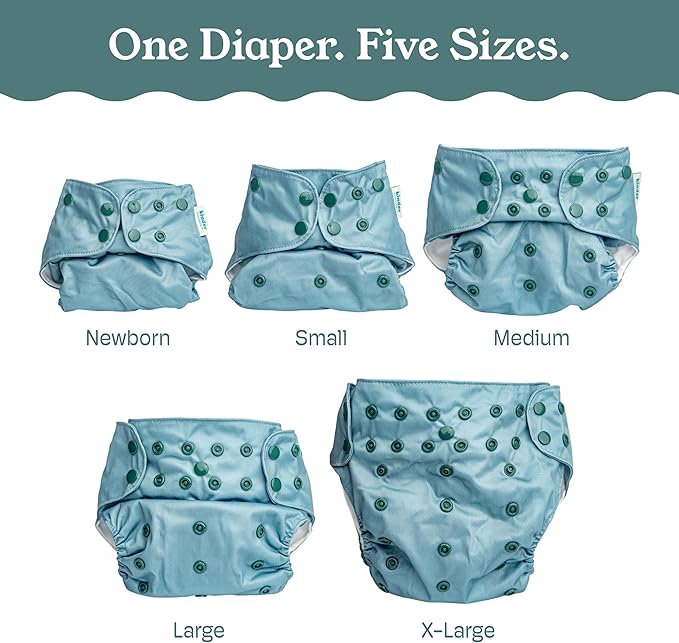 Kinder Cloth Diapers Reusable Baby Diapers Pocket Style Athletic Wicking Jersey, Bamboo Viscose Inserts, Wet Bag, Newborn to Potty Training 7-60lbs, One Size (Forest Fairytale, 5 Pack, with Inserts)