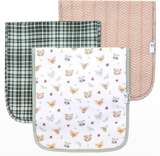 Copper Pearl Baby Burp Cloths for Boys & Girls - Cotton Burp Cloths Baby Girl & Boy, 3 Pack Soft Spit Up Rags, Extra Absorbent Layers for Newborn, Infant Towels, 21x10 in - Wilder Set
