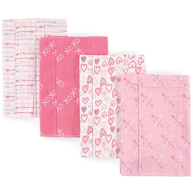 Luvable Friends Cotton Poly Flannel Burp Cloths Multipack, Love 8-Pack, One Size