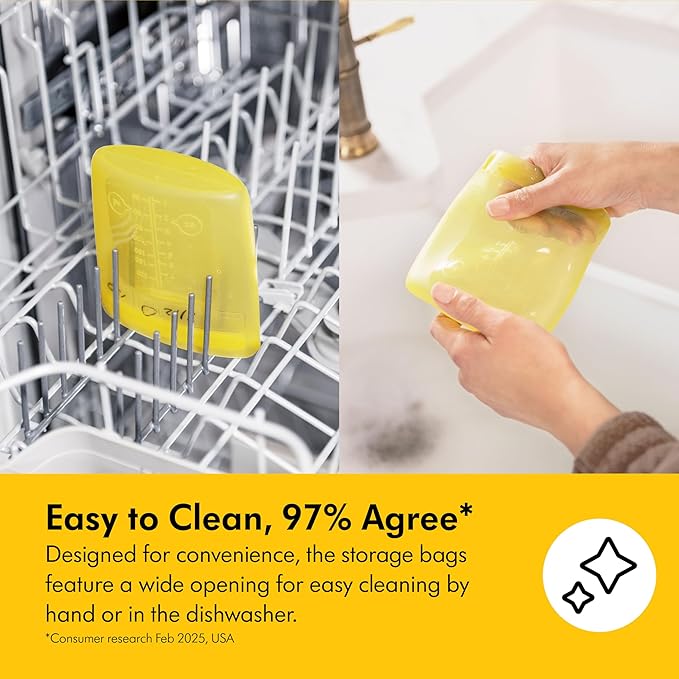 Medela Reusable Silicone Breast Milk Storage Bags with Double-Seal Design, BPA Free, One-Piece, Fridge and Freezer Storable, 220 ml, 500 Uses
