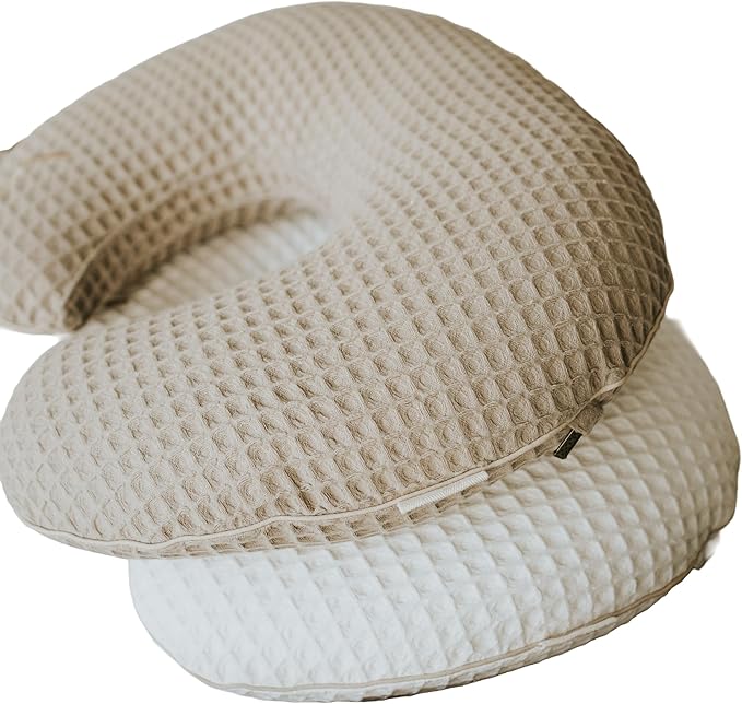 Organic Cover for Nursing Pillow • Premium Quality 100% Cotton Oeko-Tex Standard • Case for Breastfeeding and Bottle Feeding Pillow • Soft and Breathable • Only Cover (Brown Waffle)