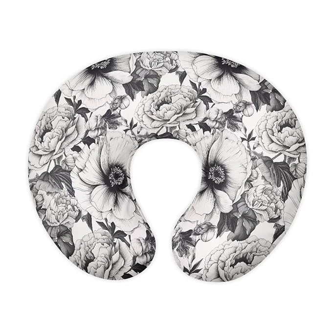 Vintage Flower Nursing Pillow Support Cover, Retro Floral Detachable Nursing Pillow Protective Case, Sketch Art Soft Infant Nursing Pillow Cover
