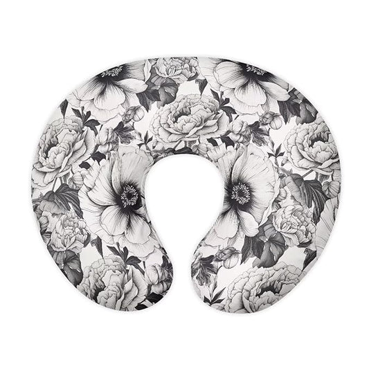Vintage Flower Nursing Pillow Support Cover, Retro Floral Detachable Nursing Pillow Protective Case, Sketch Art Soft Infant Nursing Pillow Cover