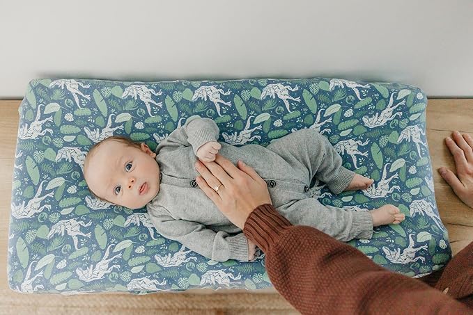 Copper Pearl Premium Knit Changing Pad Cover : Soft, Stylish, and Universal Fit for All Standard Diaper Changing Pads, Trendy Design Changing Pad Covers, Jurassic Park Fossils.