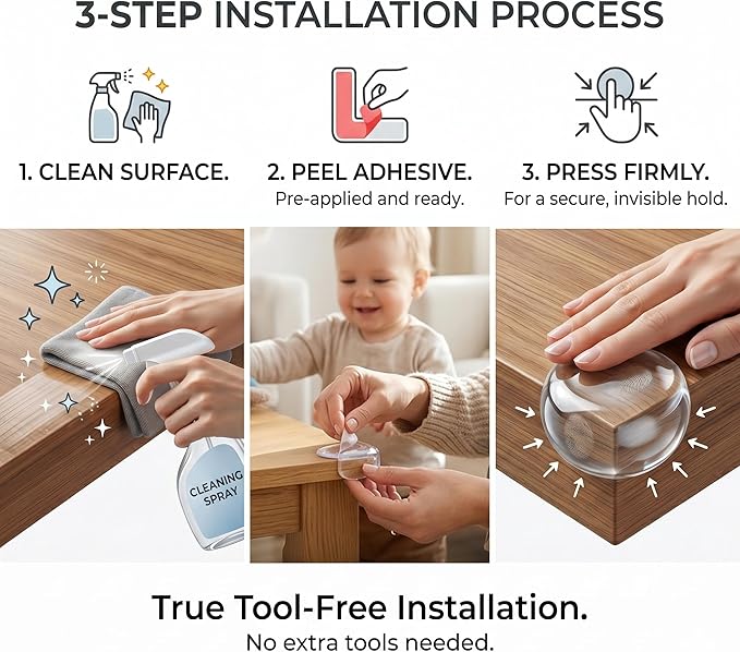 Extra Large & Ultra-Safe Baby Corner Protector Guards - 32-Piece Clear Corner Protectors for Furniture, Super Strong Adhesive, Baby Proofing for Sharp Edges, Easy to Install Child Safety Set(Round)
