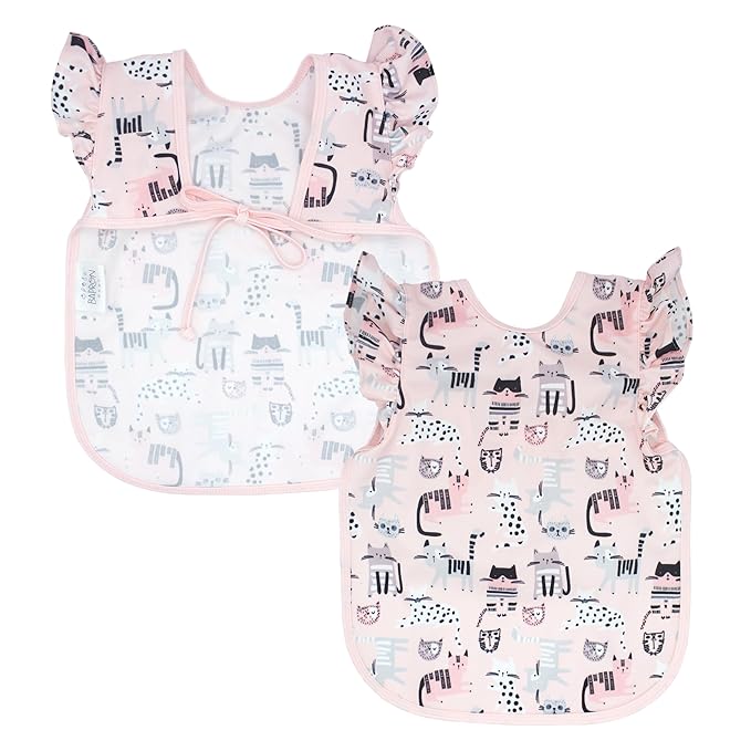BapronBaby Kitty Bapron - No Neck Tie Safer Bib for Baby & Toddler - Soft Waterproof Stain Resistant - Machine Washable - Sz Baby/Toddler 6m-3T