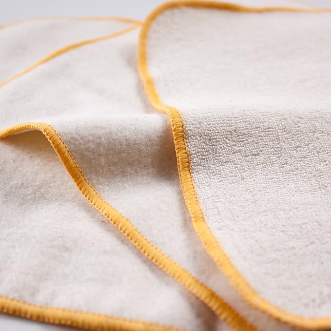 OsoCozy Terry Flannel Baby Wipes. Two Layered. Terry Velour on a Flannel Backing. Unbleached Ivory Color, 100% Cotton. 3 Attractive Stitching Colors Per Pack - 12 per Pack.