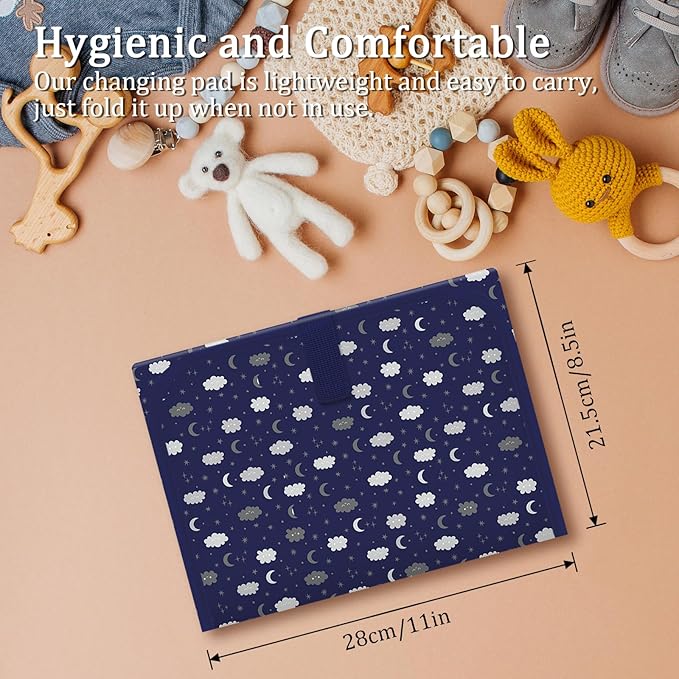 Portable Diaper Changing Pad for Baby & Toddler Waterproof Foldable Baby Changing Mat Built-in Pillow, Travel Infant Changing Pads for Moms Baby Changer Machine Washable