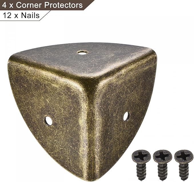 uxcell 40x40x40mm Metal Box Corner Protectors Edge Guard Bronze Tone 4pcs for Table Corners and Desk Corners