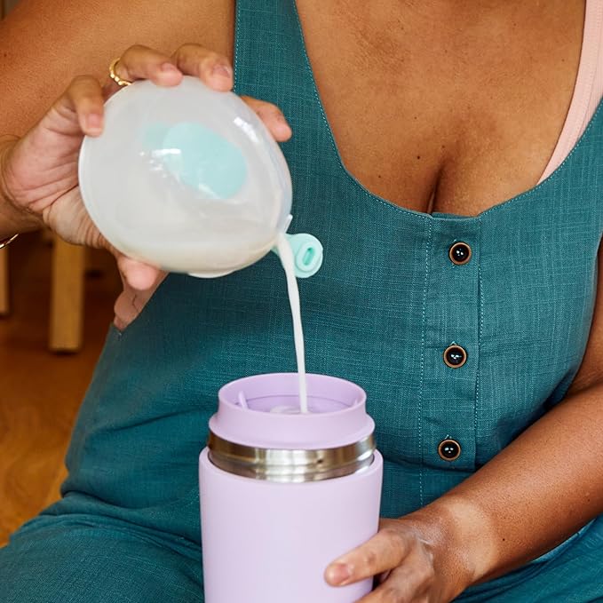 Willow - 16oz Portable Breastmilk Cooler - Keeps Breast Milk Cold for 24 Hours - Stainless Steel - Use w/Included Ice Pack or Ice Cubes - Breastfeeding Essentials - Dishwasher Safe - Hydrangea
