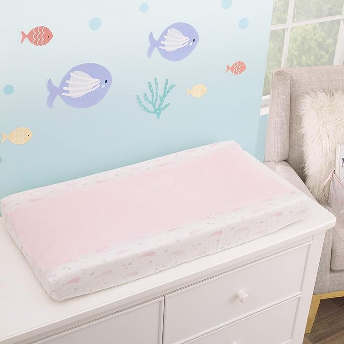 NoJo Under the Sea Whimsy Pink Narwhals Super Soft Changing Pad Cover