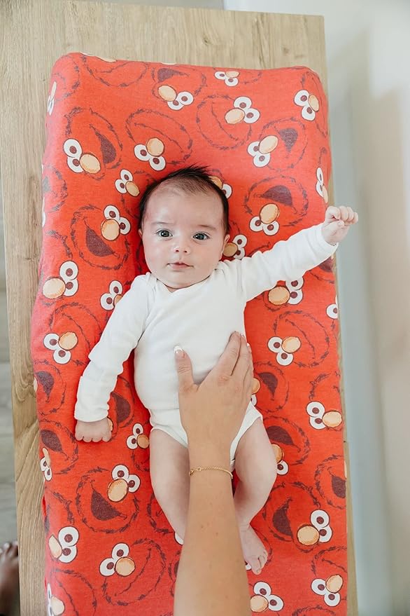 Copper Pearl Premium Knit Changing Pad Cover Soft, Stylish, and Universal Fit for All Standard Diaper Changing Pads, Trendy Design Changing Pad Covers, Elmo