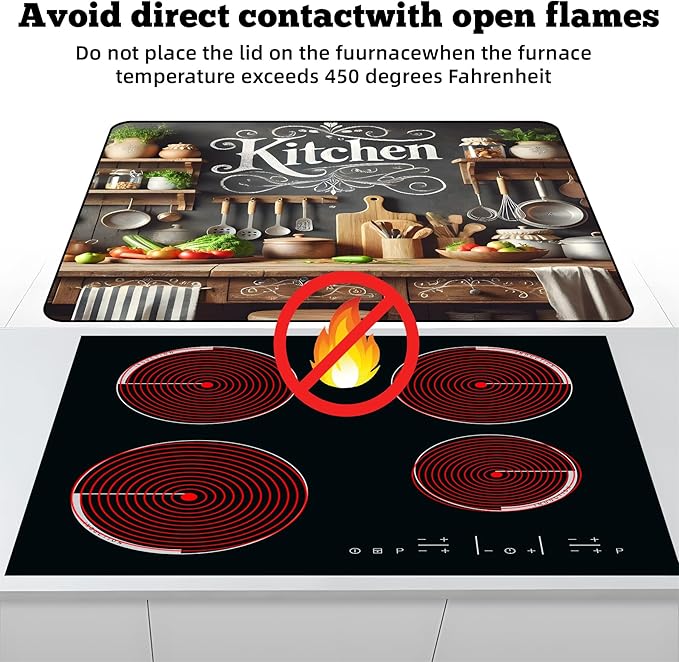 Multi-Design Stove Top Cover for Glass/Electric Stoves - 3-in-1 Heat-Resistant Protector Mat, Non-Slip Drying Rack 28"x20" (Cookware, 28" L x 20" W)