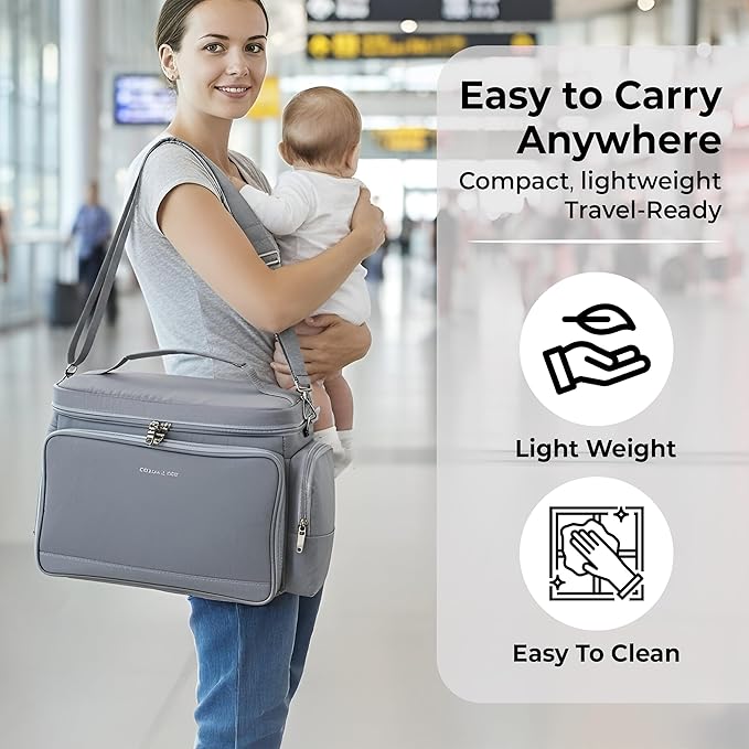 Breast Pump Bag Fit for Spectra S1 and S2, Wearable Breast Pump Bags with Milk Pack, Pumping Bag with Waterproof Mat for Pump Accessories, Bottle Bags for Travel and Family, Gray