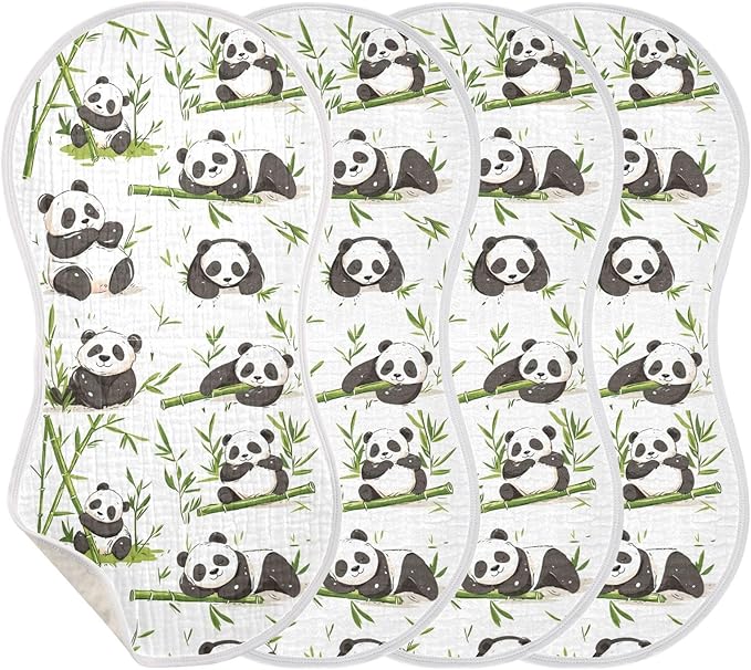 vvfelixl Baby Burp Cloths Pandas Bamboo Baby Newborn Cotton Burping Cloths Set Babys Washcloths 4 Pack