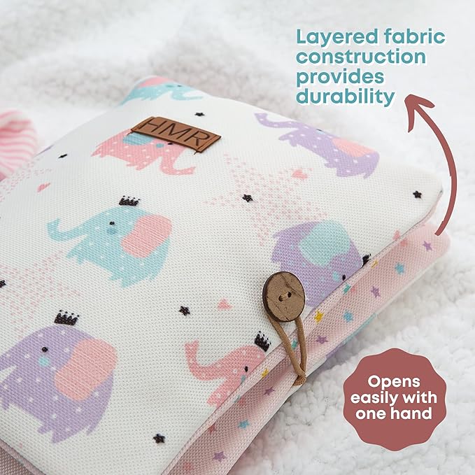HAMUR Baby Diaper Bag Organizer – Travel-Friendly, Compact & Foldable | Stroller Pouch for Newborn Essentials – Must-Have for Boys & Girls (Elephant)