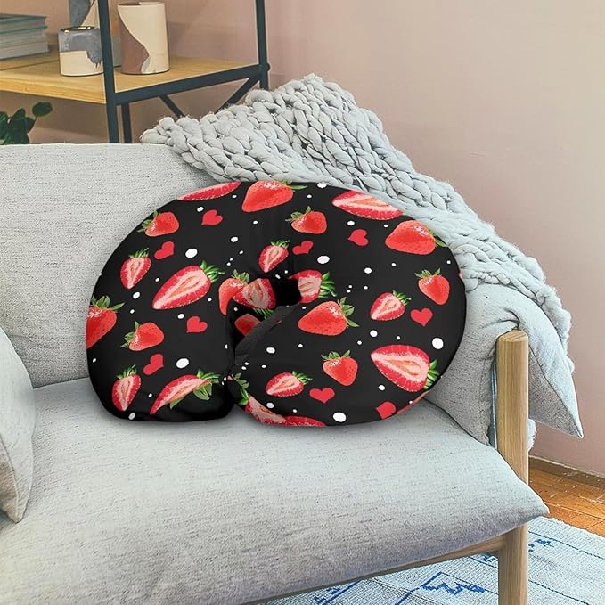 Strawberry Print Washable Nursing Covers for Bottle or Breastfeeding Support Pillows Dustproof Ultra Soft Pillow Covers with Hidden Zipper for Home Car Sofa Decor