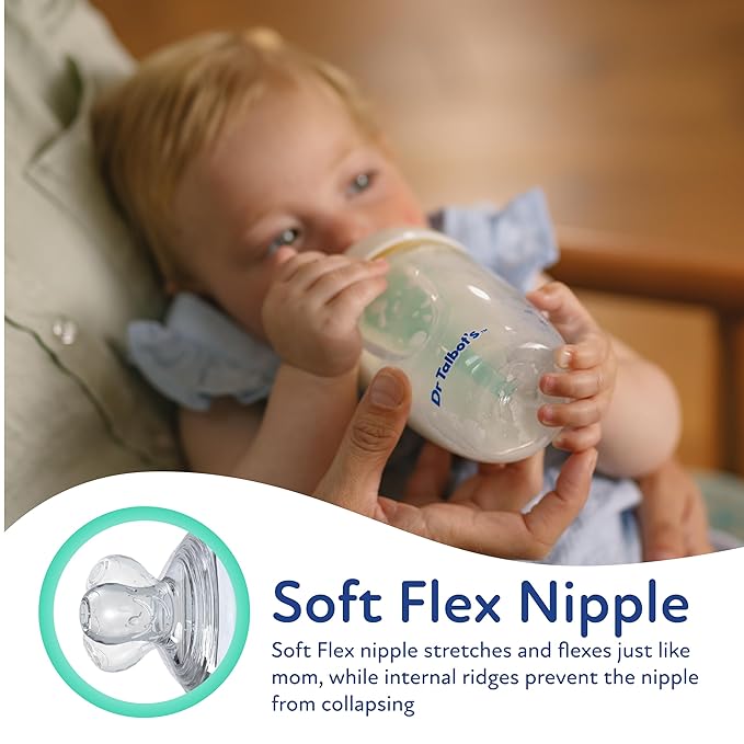 Dr. Talbot's Anti-Colic Bottle Replacement Nipples - Feeding Supplies for Newborn - (2-Pack) Slow Flow Soft Flex Nipples - 0+ Months
