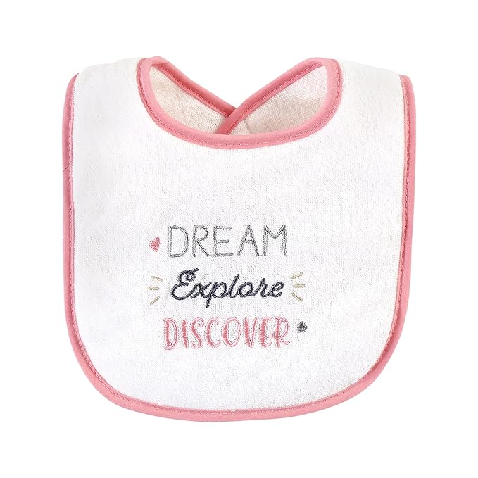Hudson Baby Unisex Baby Cotton Terry Drooler Bibs with Fiber Filling, Pink Girl Woodland, One Size