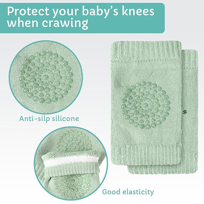 Geyoga 2 Pack Baby Head Protector with 2 Pair Toddler Knee Pads Baby Helmet for Crawling Walking Adjustable Soft Safety Headguard Toddler Protective Cap 6-12 Months 1-2 Years Old(Forest)
