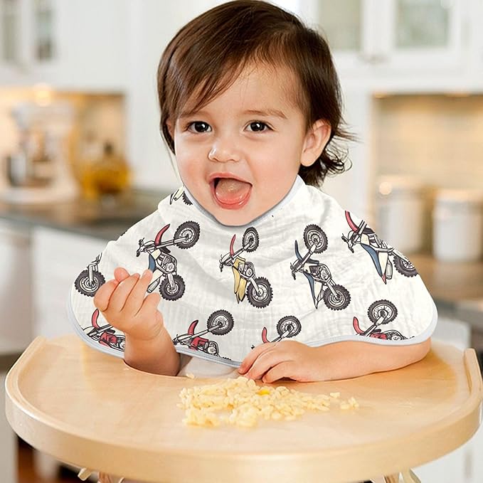 Motocross Dirt Bike Vintage Burp Cloths Baby Boys Girls Absorbent Soft Cotton Burping Cloths Rags 4 Pack