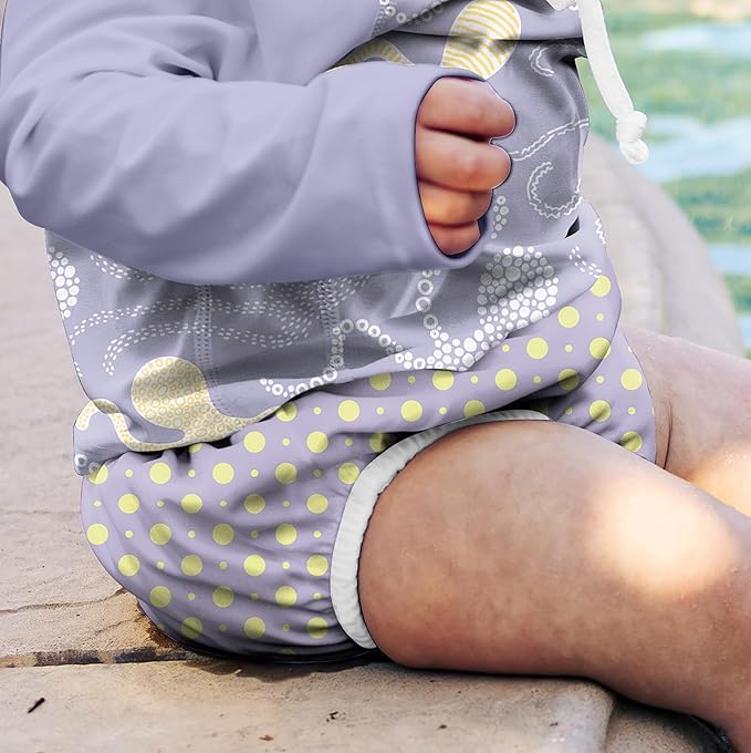 green sprouts Baby Toddler Eco Snap Swim Diaper - Lavender Polka - 6mo