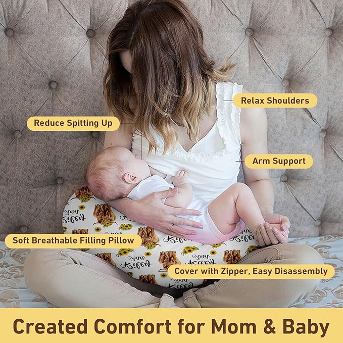 Dyoart Custom Baby Nursing Pillow Cover for Nursing, Highland Cattle Theme Removable Nursing Covers for Breastfeeding Pillows, Ultra Soft Comfortable Slipcover for Newborn Baby Boys and Girls