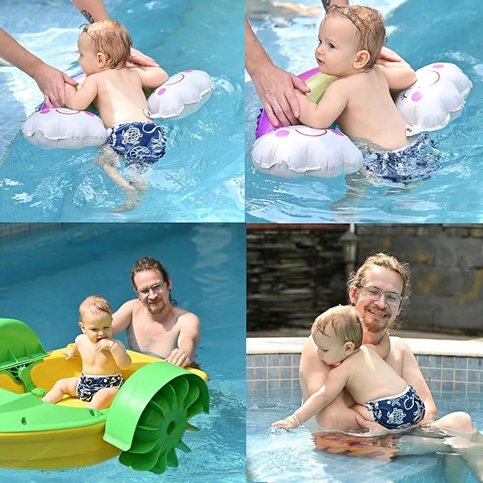 ALVABABY Swim Diapers 2pcs Baby & Toddler Snap One Size Reusable Adjustable Baby Boys' Swim Diapers for Swimming Lessons SW18-21
