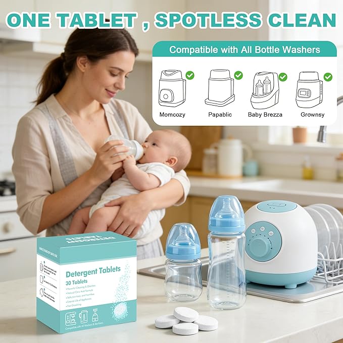 Descaling Tablets for Baby Bottle Warmer & Cleaner,30 Count-Removes Milk Residue & Limescale Buildup from Bottle Washers,Warmers & Other Appliances,Compatible with Major Brands